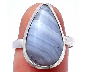 Blue Lace Agate Ring size-8 SDR216763 R-1007, 12x19 mm
