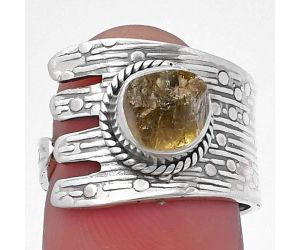 Adjustable - Yellow Scapolite Rough Ring size-6 SDR216908 R-1381, 7x7 mm