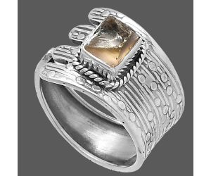 Adjustable - Yellow Scapolite Rough Ring size-7.5 SDR216919 R-1381, 6x7 mm