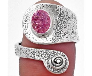 Adjustable - Pink Titanium Druzy Ring size-8 SDR216942 R-1374, 5x7 mm