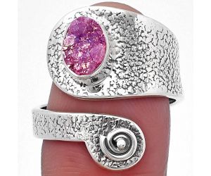 Adjustable - Pink Titanium Druzy Ring size-8 SDR216957 R-1374, 6x8 mm
