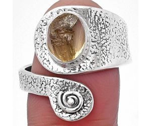 Adjustable - Yellow Scapolite Rough Ring size-9 SDR216960 R-1374, 7x9 mm