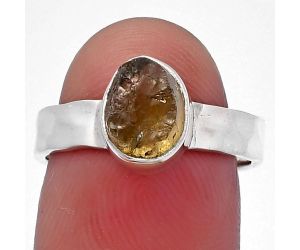 Yellow Scapolite Rough Ring size-7 SDR217040 R-1001, 6x8 mm