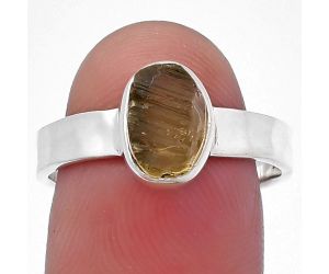 Yellow Scapolite Rough Ring size-8.5 SDR217055 R-1001, 6x9 mm