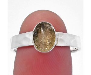 Yellow Scapolite Rough Ring size-8.5 SDR217060 R-1001, 6x8 mm