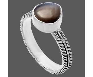 Gray Moonstone Ring size-8 SDR217168 R-1260, 8x8 mm