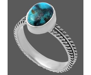 Natural Turquoise Morenci Mine Ring size-7 SDR217273 R-1260, 7x9 mm