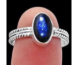 Blue Fire Labradorite Ring size-7.5 SDR217335 R-1260, 6x10 mm