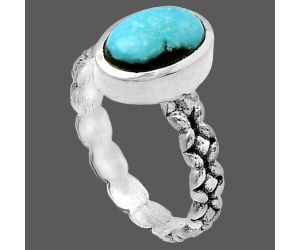 Natural Rare Turquoise Nevada Aztec Mt Ring size-7 SDR217403 R-1063, 7x10 mm