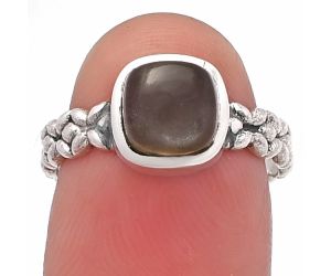 Gray Moonstone Ring size-7 SDR217582 R-1063, 7x7 mm