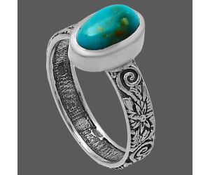 Natural Rare Turquoise Nevada Aztec Mt Ring size-7 SDR217634 R-1061, 5x9 mm