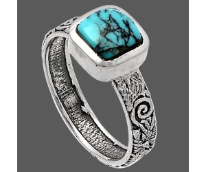 Lucky Charm Tibetan Turquoise Ring size-8 SDR217721 R-1061, 7x7 mm