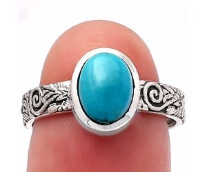 Natural Rare Turquoise Nevada Aztec Mt Ring size-7 SDR217736 R-1061, 6x8 mm