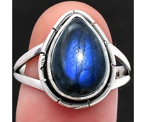 Blue Fire Labradorite Ring size-8.5 SDR218898 R-1012, 10x14 mm