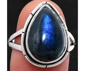 Blue Fire Labradorite Ring size-8 SDR218902 R-1012, 11x16 mm