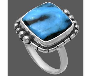 Natural Turquoise Morenci Mine Ring size-7.5 SDR219262 R-1078, 14x14 mm