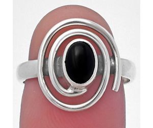 Spiral - Black Onyx Ring size-9 SDR219488 R-1485, 7x5 mm