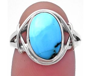Natural Turquoise Morenci Mine Ring size-7 SDR219497 R-1054, 9x13 mm