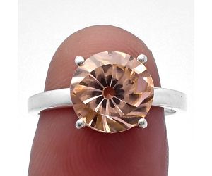 Lab Created Pink Morganite Ring size-7 SDR220001 R-1019, 10x10 mm