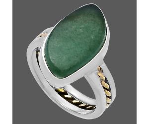 Two Tone - Green Aventurine Ring size-7 SDR220048 R-1711, 10x18 mm