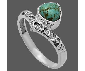 Natural Rare Turquoise Nevada Aztec Mt Ring size-8.5 SDR220270 R-1046, 7x7 mm
