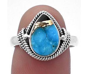 Shell In Black Blue Turquoise Ring size-8 SDR220338 R-1257, 8x12 mm