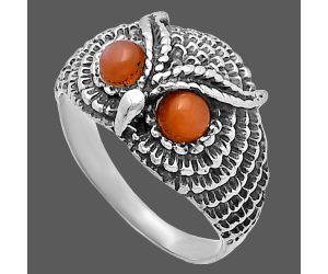 Owl - Peach Moonstone Ring size-8.5 SDR220452 R-1022, 4x4 mm