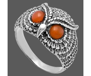 Owl - Peach Moonstone Ring size-7 SDR220457 R-1022, 4x4 mm