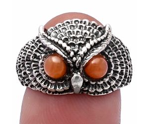 Owl - Peach Moonstone Ring size-7 SDR220459 R-1022, 4x4 mm