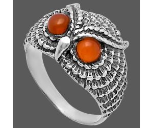 Owl - Peach Moonstone Ring size-7 SDR220459 R-1022, 4x4 mm