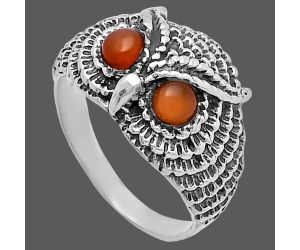 Owl - Peach Moonstone Ring size-8 SDR220463 R-1022, 4x4 mm