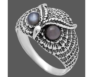 Owl - Gray Moonstone Ring size-8 SDR220478 R-1022, 4x4 mm