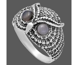 Owl - Gray Moonstone Ring size-8 SDR220479 R-1022, 4x4 mm