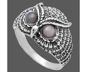 Owl - Gray Moonstone Ring size-8 SDR220480 R-1022, 4x4 mm