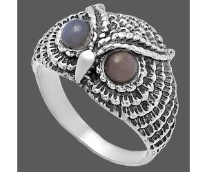 Owl - Gray Moonstone Ring size-7 SDR220482 R-1022, 4x4 mm