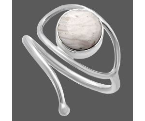 Adjustable Eye - White Scolecite Ring size-8.5 SDR220760 R-1254, 8x8 mm