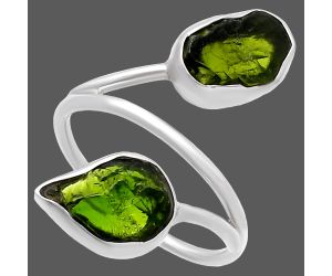 Chrome Diopside Rough Ring size-7.5 SDR220789 R-1169, 8x12 mm