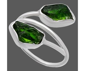 Chrome Diopside Rough Ring size-9 SDR220800 R-1169, 7x11 mm