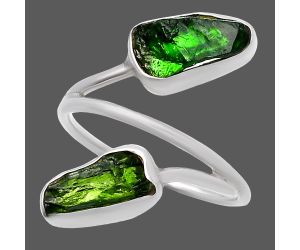 Chrome Diopside Rough Ring size-9 SDR220805 R-1169, 6x12 mm