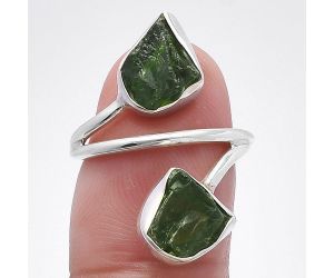 Chrome Diopside Rough Ring size-6.5 SDR220807 R-1169, 8x10 mm
