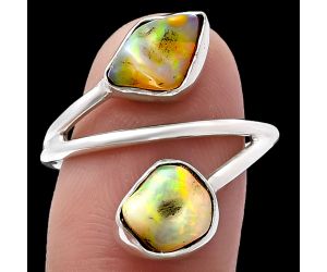 Ethiopian Opal Rough Ring size-9 SDR220827 R-1169, 7x10 mm