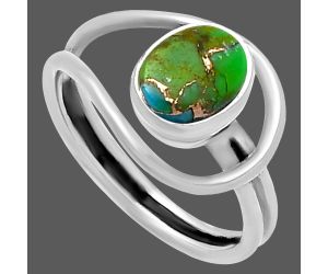 Copper Green Turquoise Ring size-7.5 SDR221094 R-1129, 6x8 mm