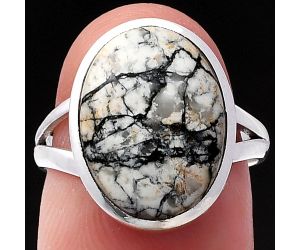 Authentic White Buffalo Turquoise Nevada Ring size-7 SDR221208 R-1005, 11x15 mm