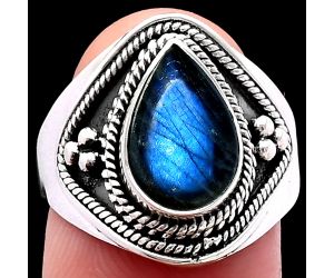 Blue Fire Labradorite Ring size-8 SDR221601 R-1312, 8x12 mm