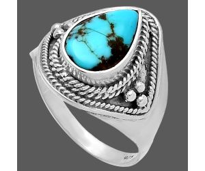 Natural Rare Turquoise Nevada Aztec Mt Ring size-9 SDR221687 R-1312, 8x12 mm