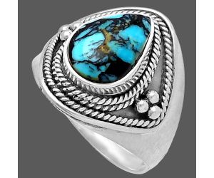 Lucky Charm Tibetan Turquoise Ring size-7 SDR221689 R-1312, 8x11 mm