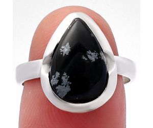 Snow Flake Obsidian Ring size-7.5 SDR221699 R-1059, 9x13 mm