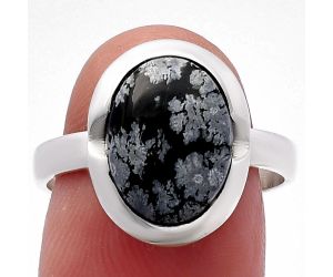 Snow Flake Obsidian Ring size-8.5 SDR221722 R-1059, 9x12 mm