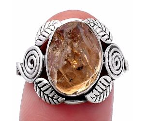 Southwest Design - Yellow Scapolite Rough Ring size-7.5 SDR222185 R-1352, 10x14 mm