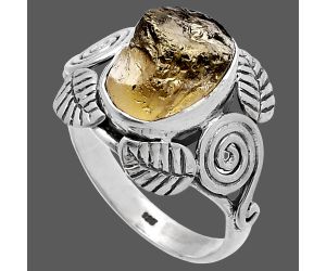 Southwest Design - Yellow Scapolite Rough Ring size-8 SDR222188 R-1352, 8x12 mm
